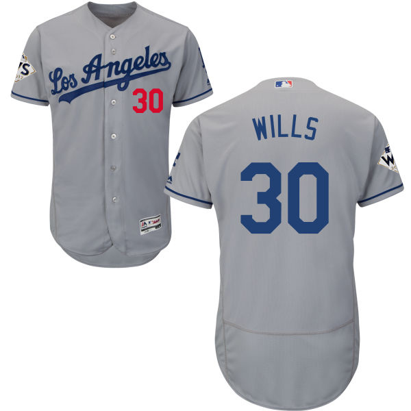 Dodgers #30 Maury Wills Grey Flexbase Authentic Collection World Series Bound Stitched MLB Jersey